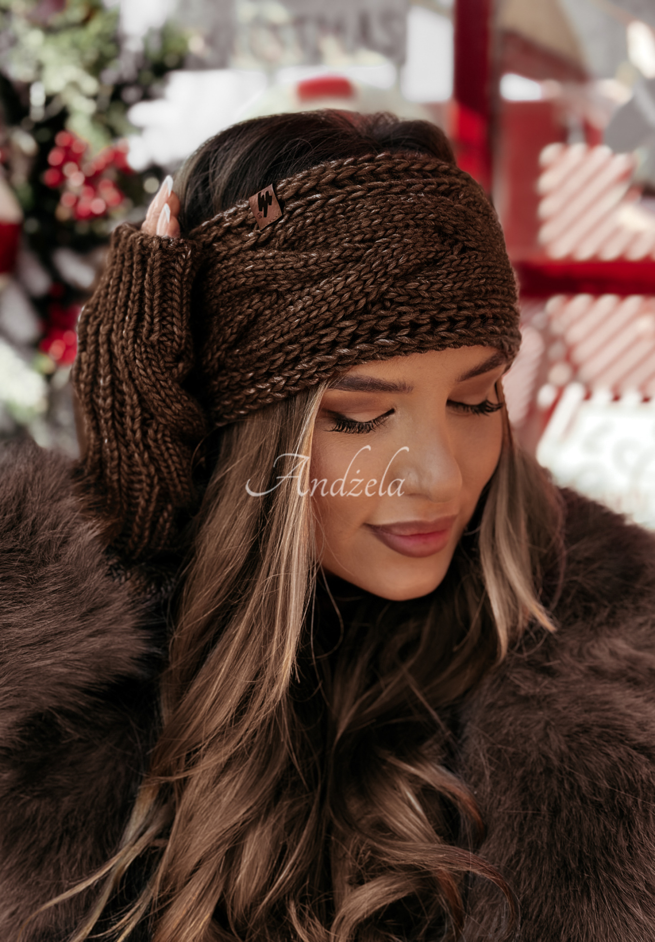 Geflochtenes Stirnband Winter Wishes Schokolade