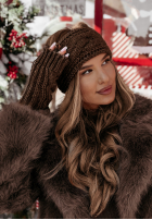 Plecione Handschuhe Winter Wishes ciemnoczekoladowe