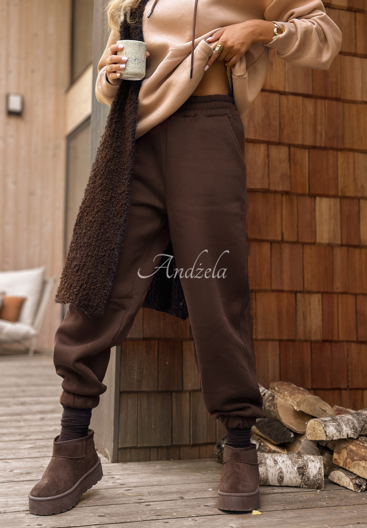 Trainingsanzug-Set: Sweatshirt und Hose Take Me Home Beige-Schokoladenbraun II