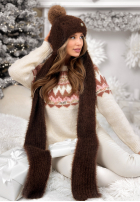 Set Mütze i szalik Cold Season Schokoladenbraun