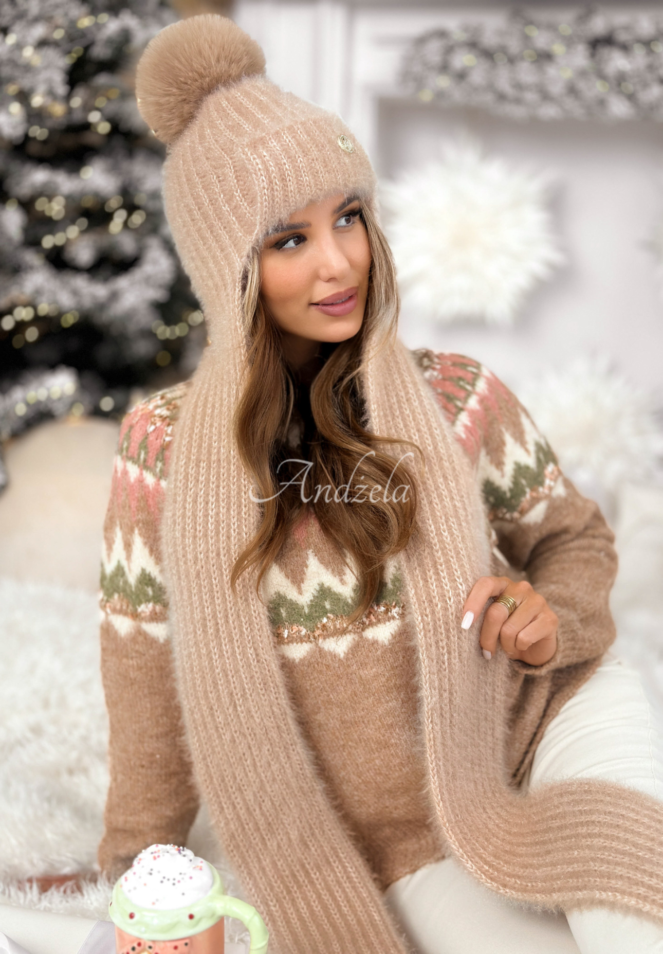 Sturmhaube mit Schal Cold Season  Beige