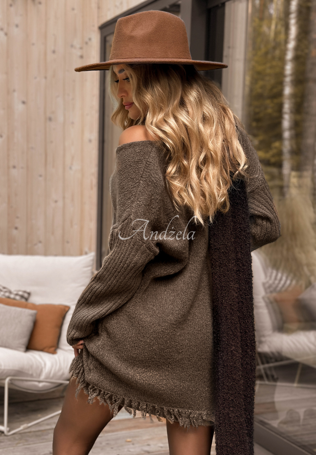 Strickkleid mit Wolle und Alpaka Save The Date Mokkafarben