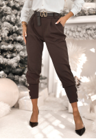 Material Hose z guzikami Take A Peek Schokoladenbraun