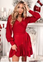 Kopertowa błyszcząca Kleid z bufkami Your Song Rot