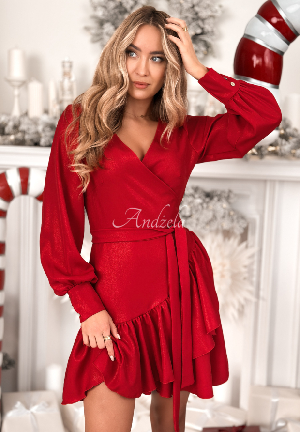Gl&auml;nzendes Wickelkleid aus Viskose Your Song Rot
