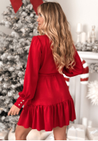 Kopertowa błyszcząca Kleid z bufkami Your Song Rot