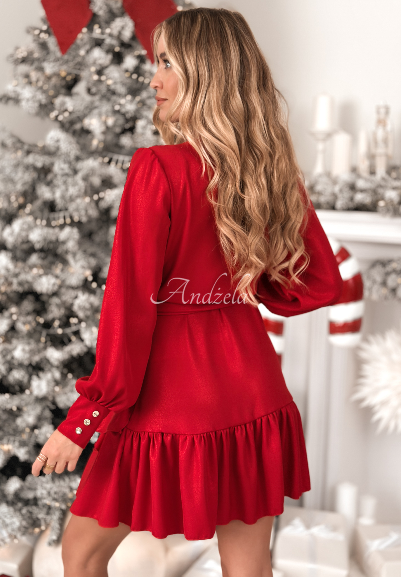 Glänzendes Wickelkleid aus Viskose Your Song Rot