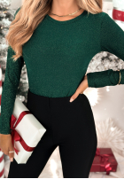 Błyszczące body ze stójką Really Simple Flaschengrün