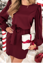 Kleid z bufkami i paskiem Crazy About You  Burgunderrot