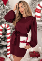 Kleid z bufkami i paskiem Crazy About You  Burgunderrot