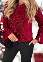 Cekinowa Bluse longsleeve Shiny Obsession Burgunderrot