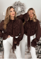 Hemd z żabotem i wiązaniem Miss Delicacy Schokoladenbraun