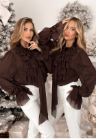 Hemd z żabotem i wiązaniem Miss Delicacy Schokoladenbraun