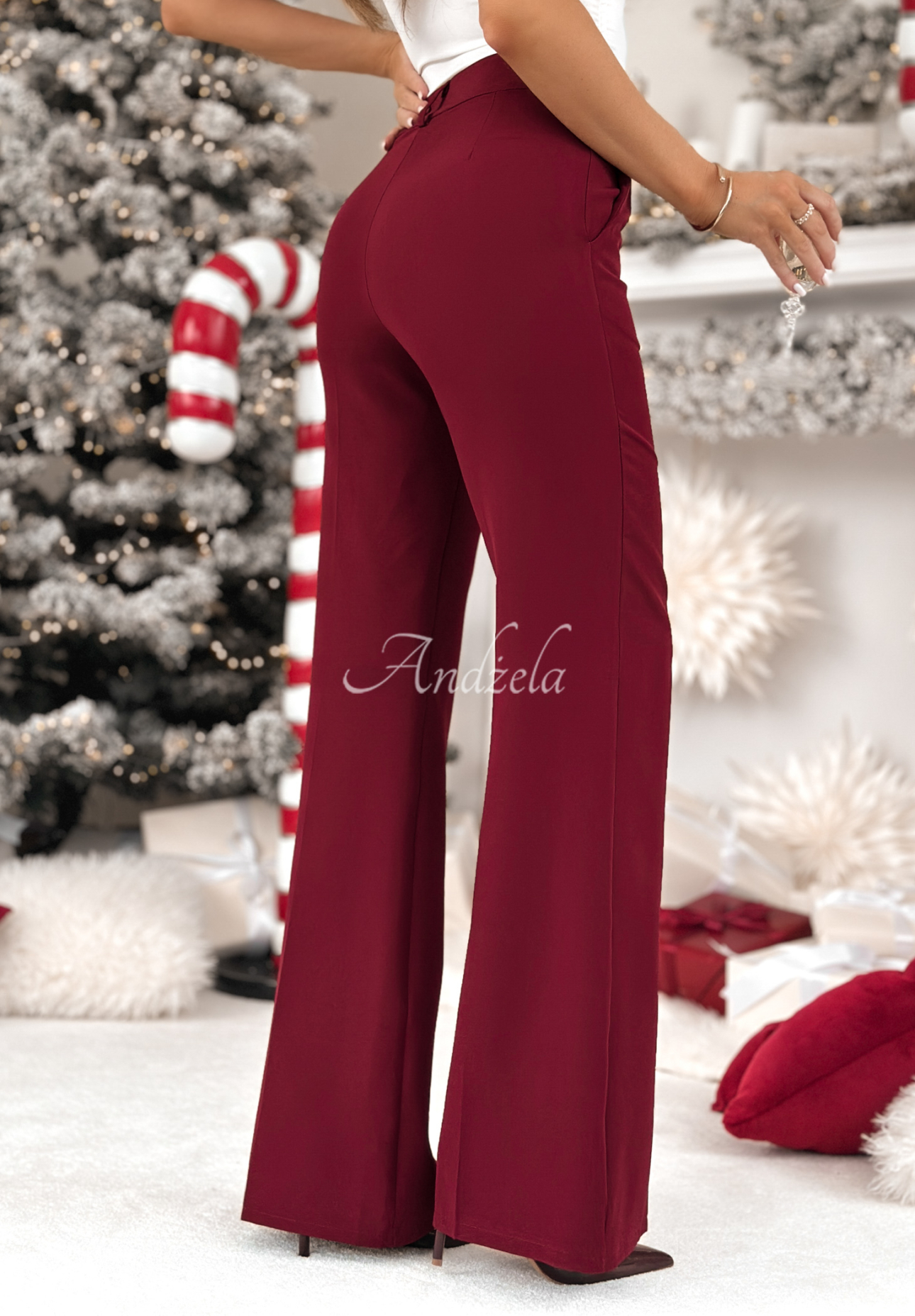 Set aus tailiertem Blazer und ausgestellter Hose Say My Name Burgunderrot