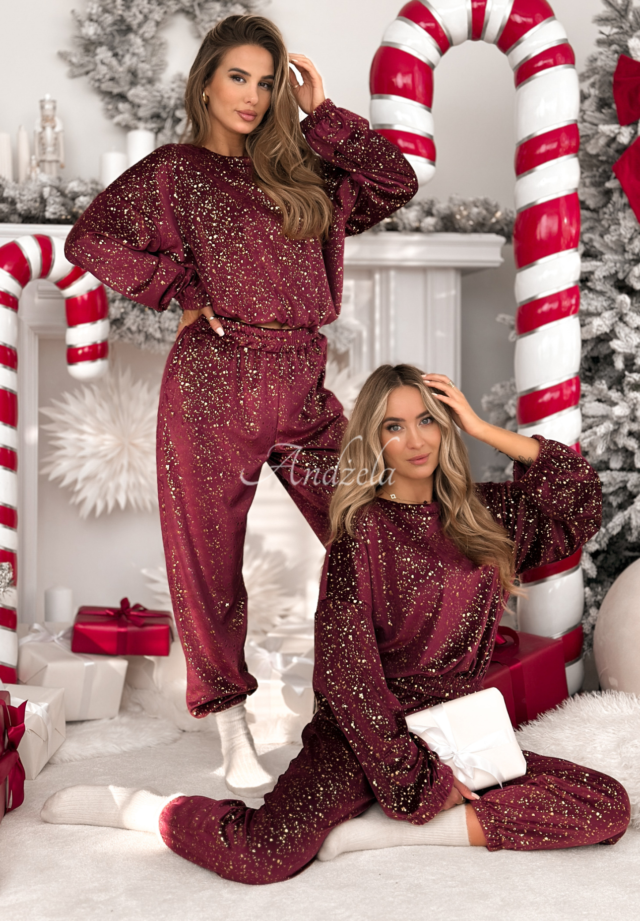 Velours-Set Gold Twilight Burgunderrot