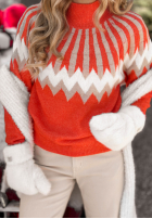 Wzorzysty Pullover z wełną Corta Rot