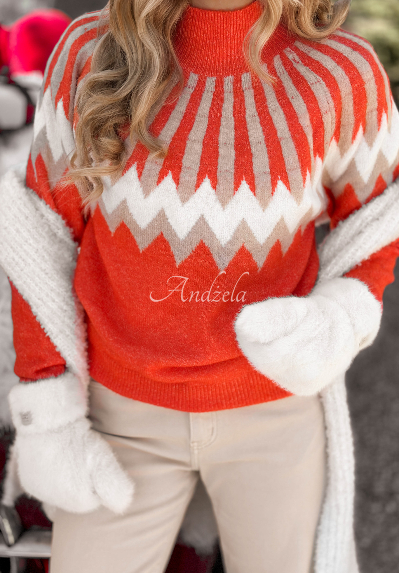 Gemusterter Wollpullover Corta Orange