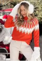 Wzorzysty Pullover z wełną Corta Rot