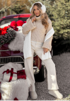 Krótki Pullover z golfem i wełną We Take Chances Beige