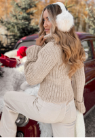 Krótki Pullover z golfem i wełną We Take Chances Beige