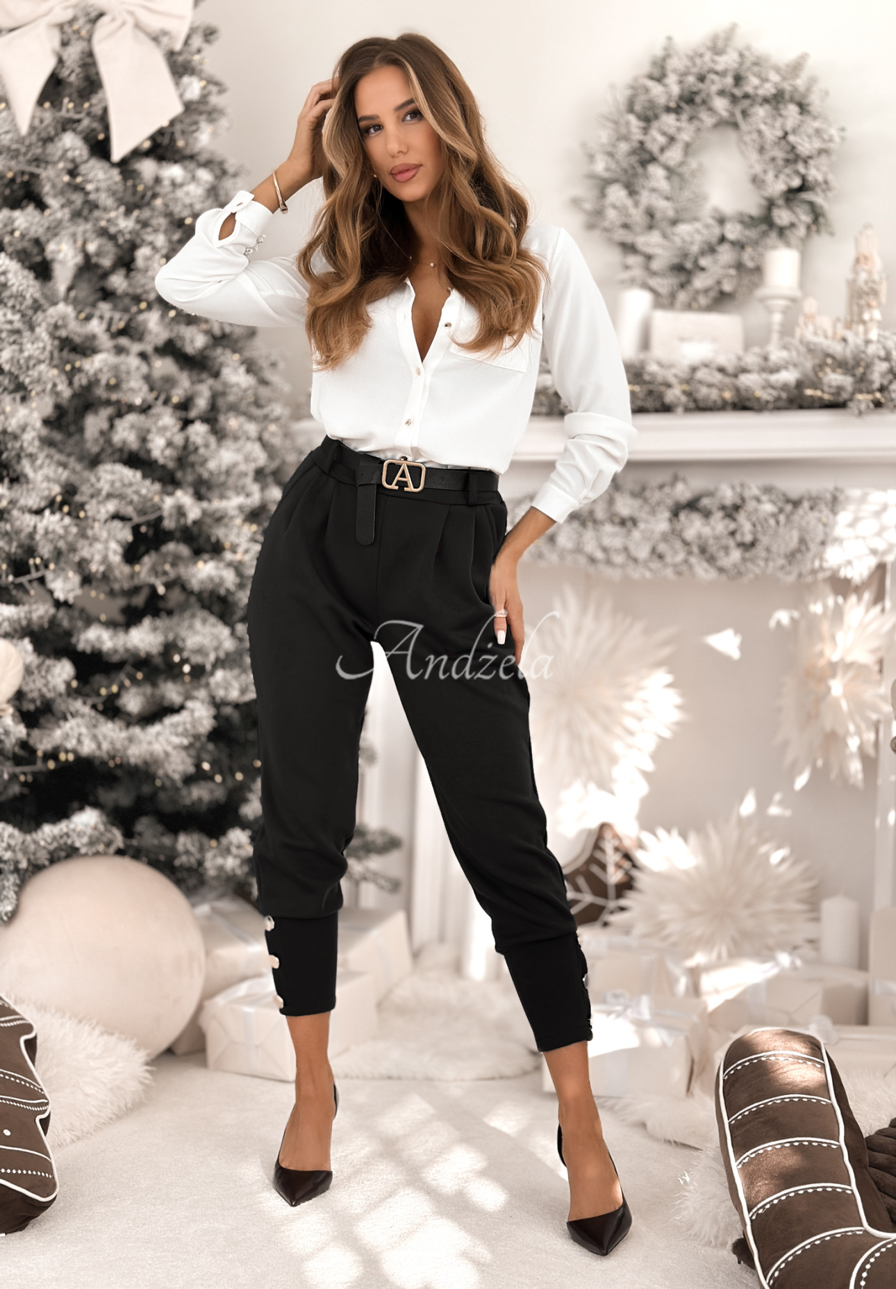 Stoffhose mit Knöpfen Take A Peek Schwarz