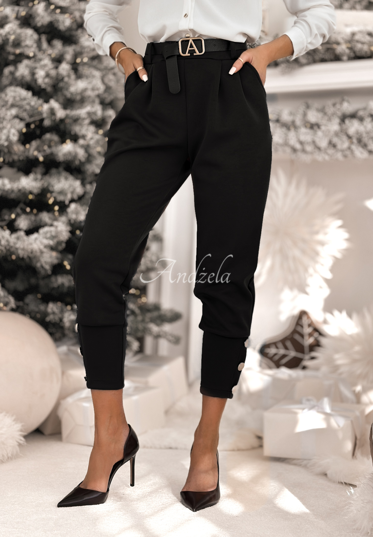 Stoffhose mit Knöpfen Take A Peek Schwarz