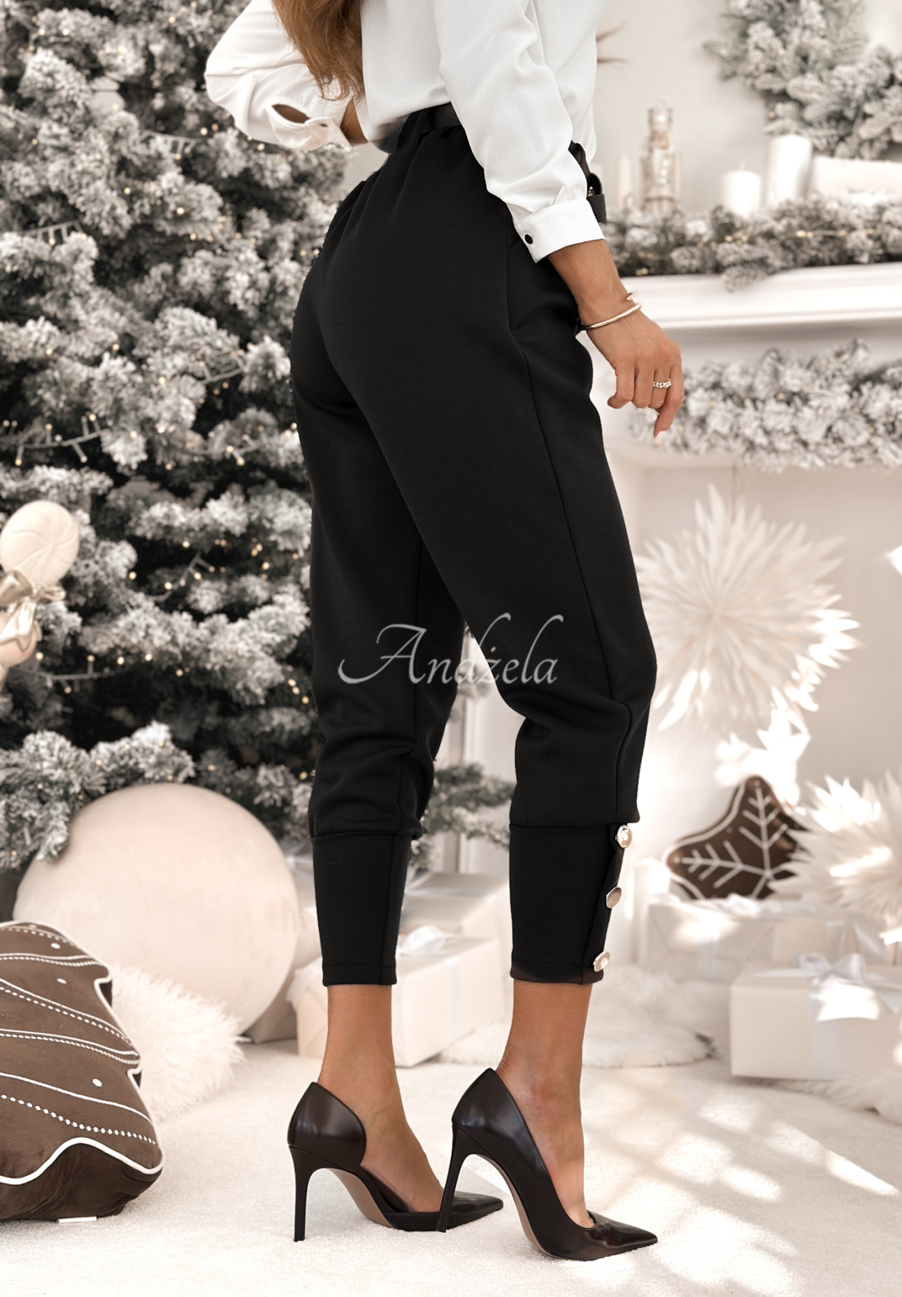 Stoffhose mit Knöpfen Take A Peek Schwarz