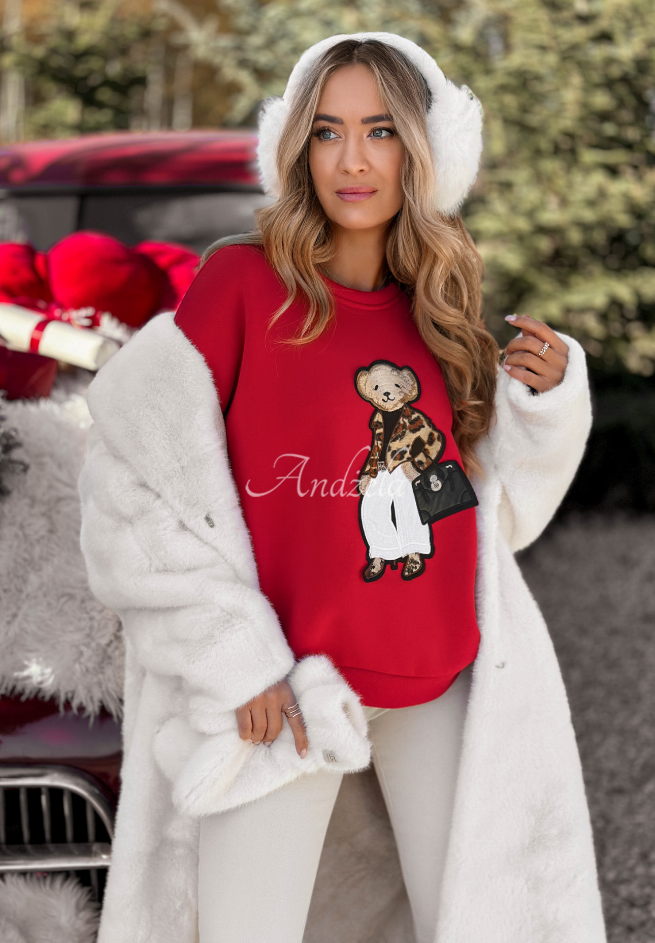 Sweatshirt mit Teddybär Teddy Style Rot