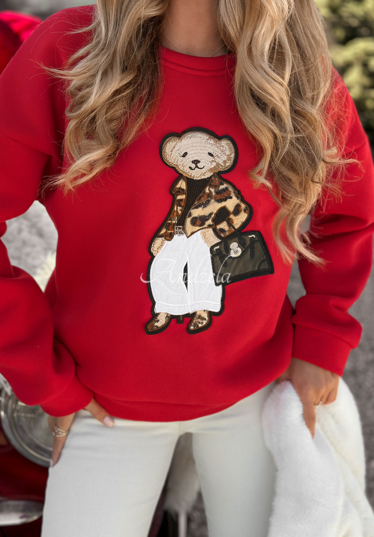 Sweatshirt mit Teddybär Teddy Style Rot