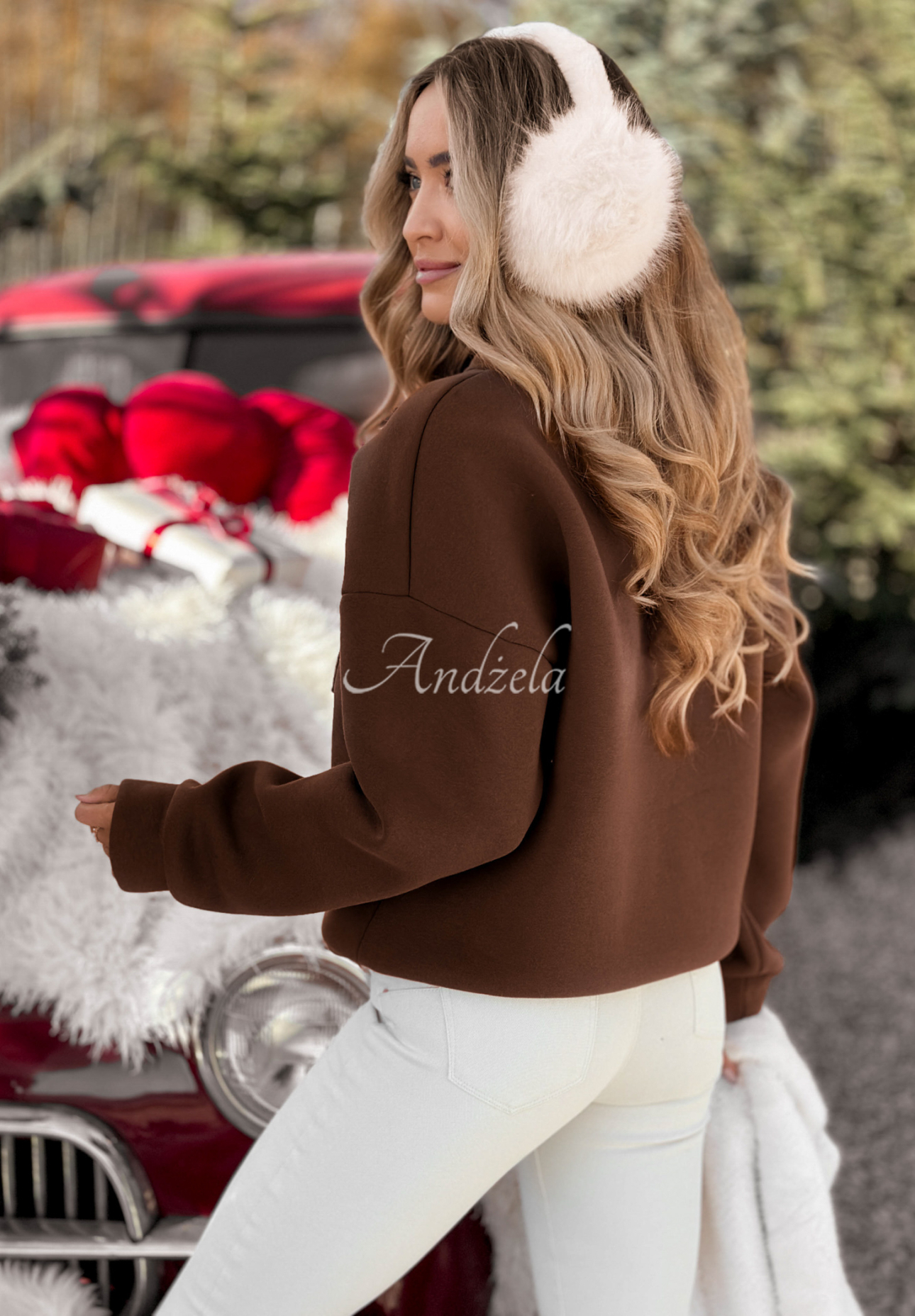 Sweatshirt mit Teddybär Teddy Style Schokoladenbraun