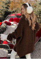 Długi Pullover oversize Cozy Weather Schokoladenbraun