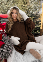 Długi Pullover oversize Cozy Weather Schokoladenbraun