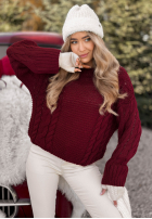 Ozdobnie pleciony Pullover Snuggle Weather Burgunderrot