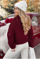 Ozdobnie pleciony Pullover Snuggle Weather Burgunderrot