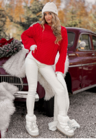 Ozdobnie pleciony Pullover Snuggle Weather Rot