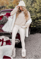 Ozdobnie pleciony Pullover Snuggle Weather Ecru