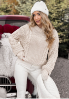 Ozdobnie pleciony Pullover Snuggle Weather Ecru