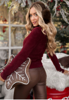 Pullover alpaka z golfem Softest Mind Burgunderrot