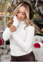 Pullover alpaka z golfem Softest Mind Ecru