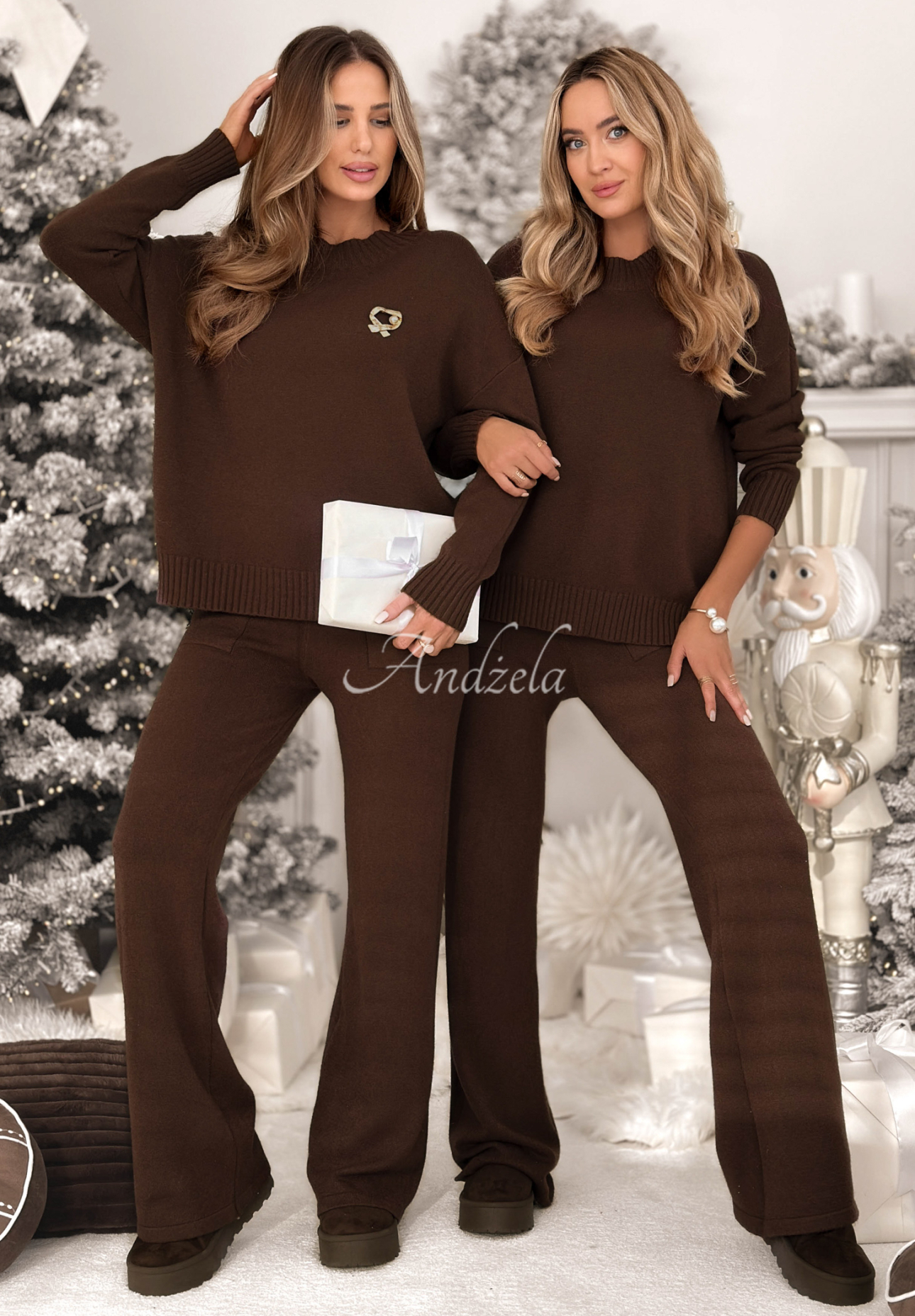 Strickset Pullover und Hose aus Viskose Peace Of Mind Schokoladenbraun