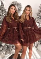 Kleid aus Spitze Falling For Me Schokoladenbraun