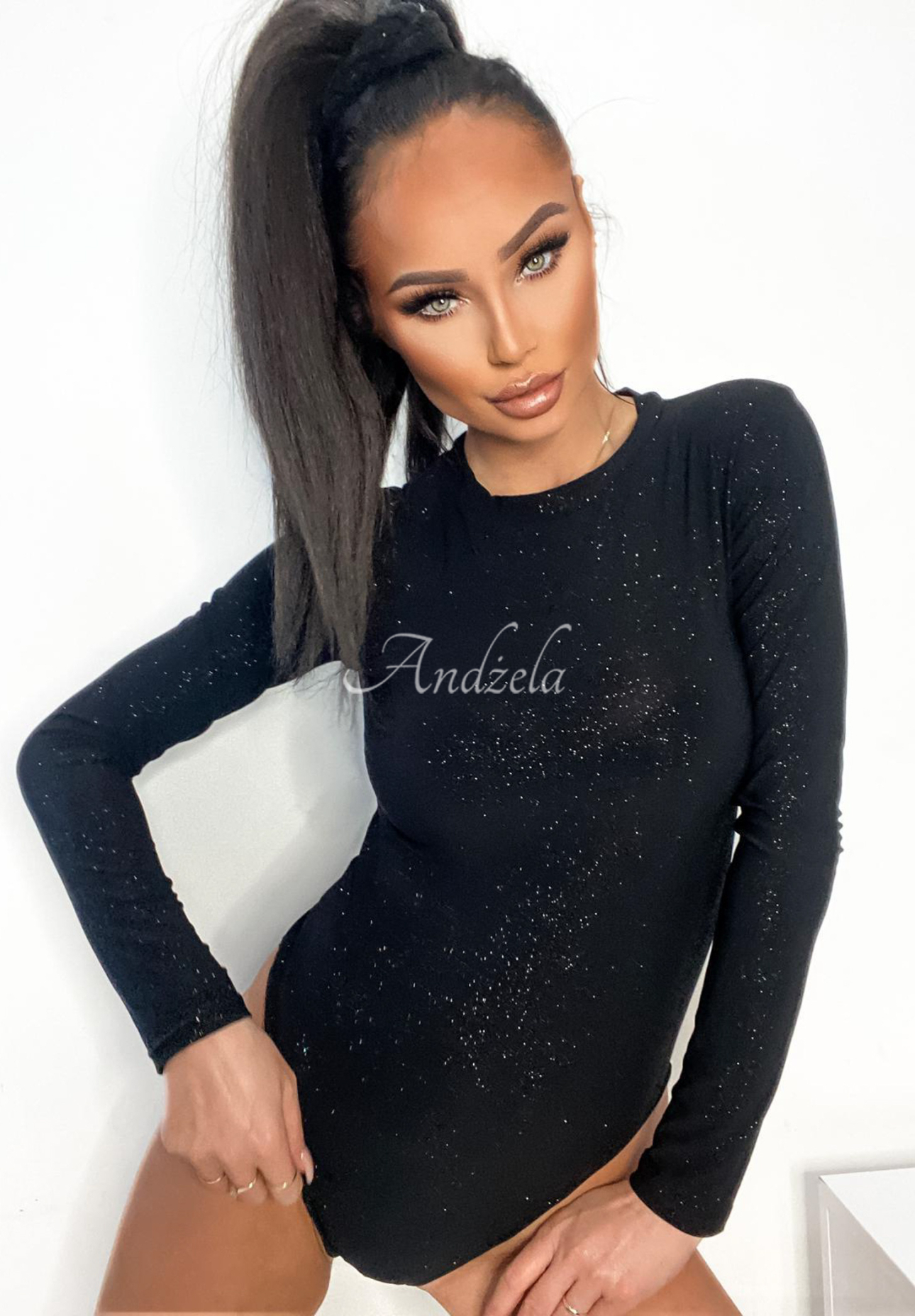 Glänzender Body Really Simple Schwarz