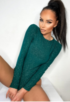 Błyszczące body ze stójką Really Simple Flaschengrün