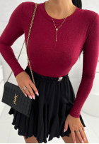 Błyszczące body ze stójką Really Simple Burgund