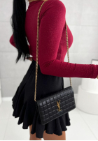 Błyszczące body ze stójką Really Simple Burgund