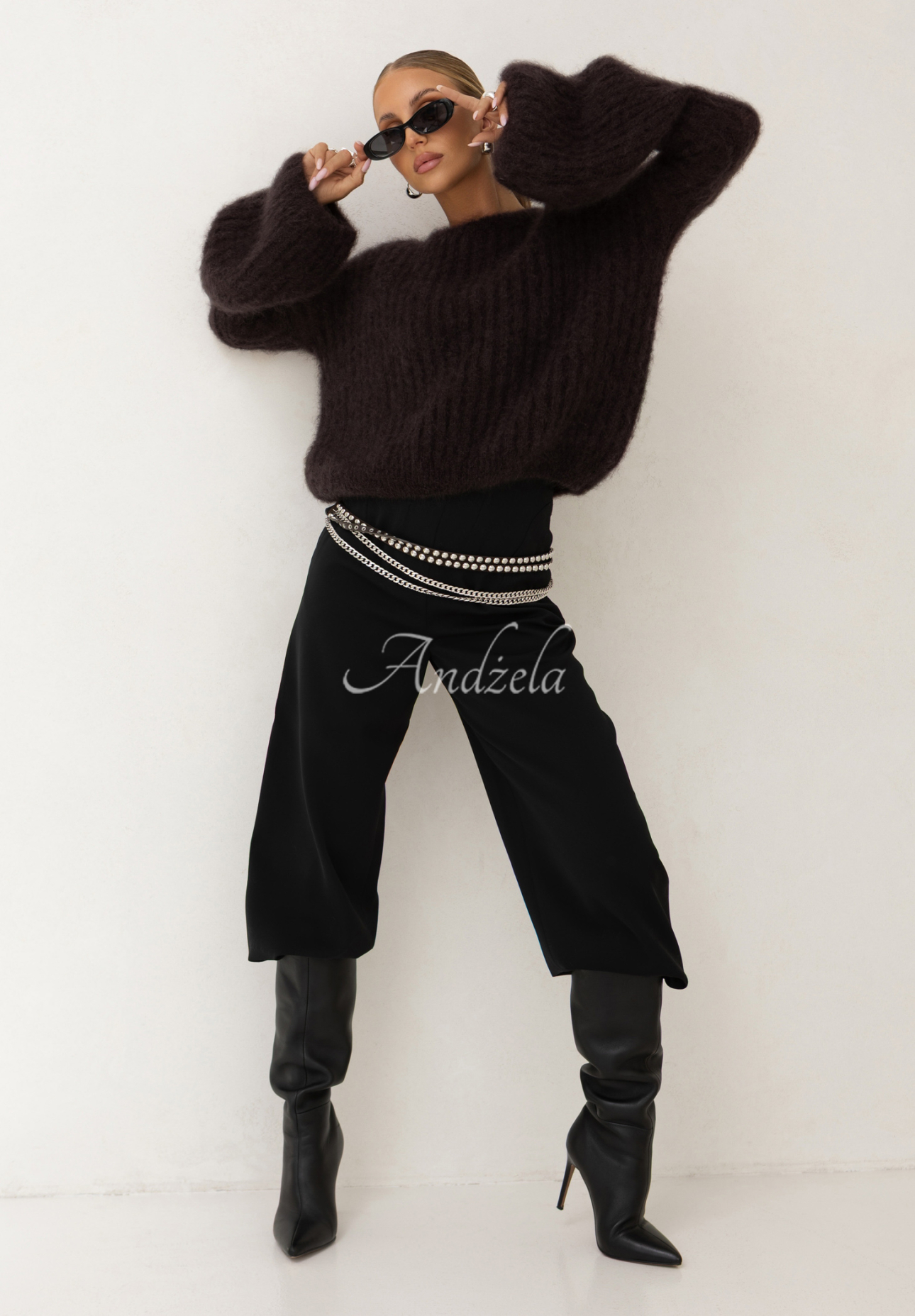 Mohairpullover mit weiten Ärmeln Cocomore Cloudly Schokoladenbraun