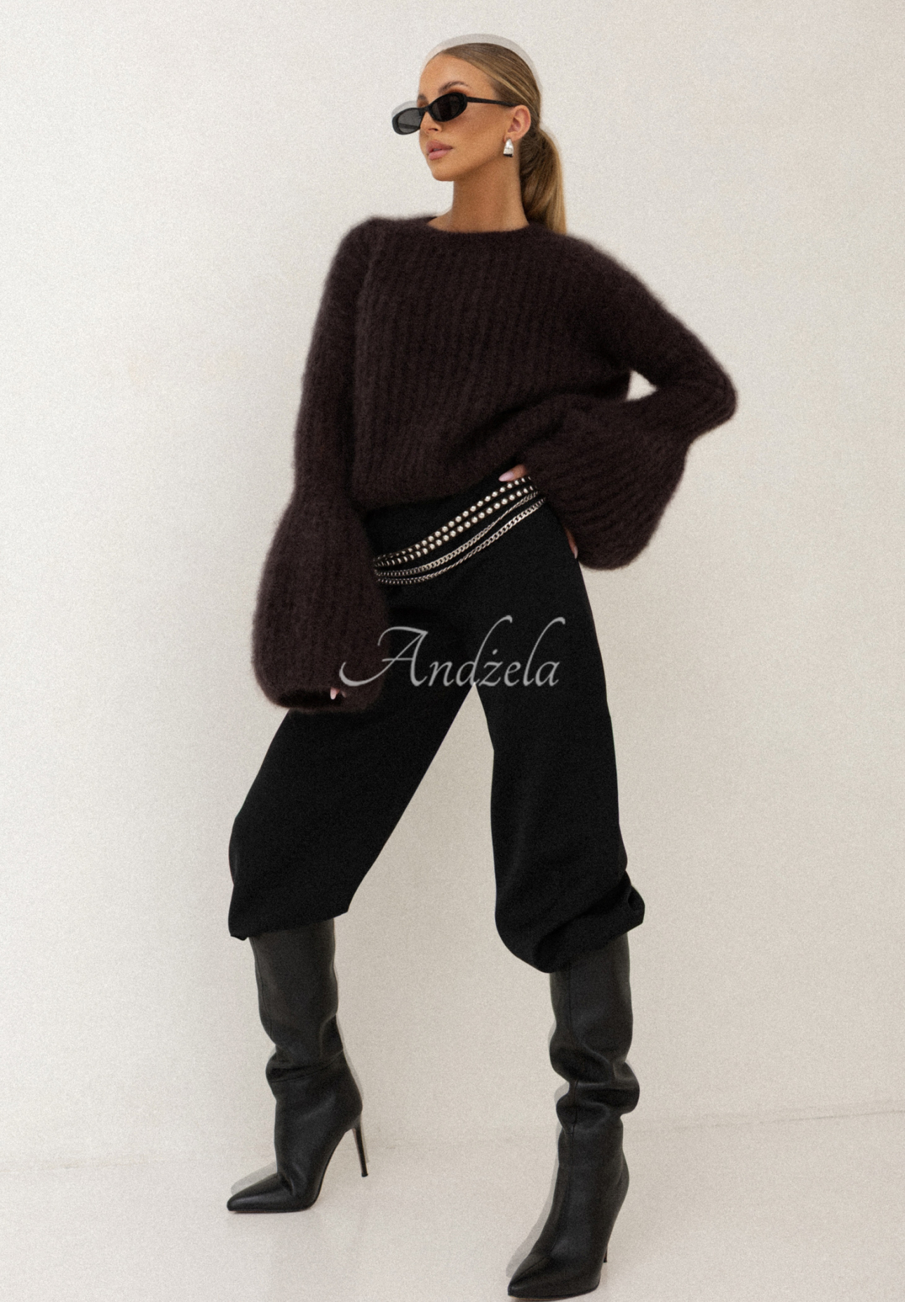 Mohairpullover mit weiten Ärmeln Cocomore Cloudly Schokoladenbraun