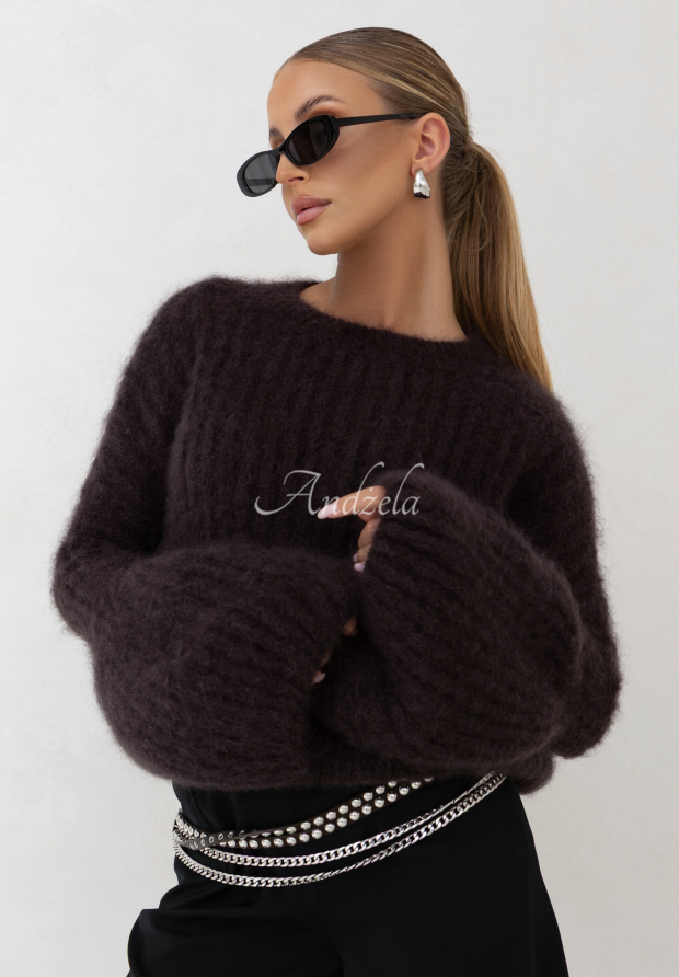 Mohairpullover mit weiten &Auml;rmeln Cocomore Cloudly Schokoladenbraun