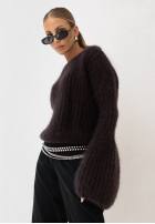 Moherowy Pullover z szerokimi rękawami Cocomore Cloudly Schokoladenbraun