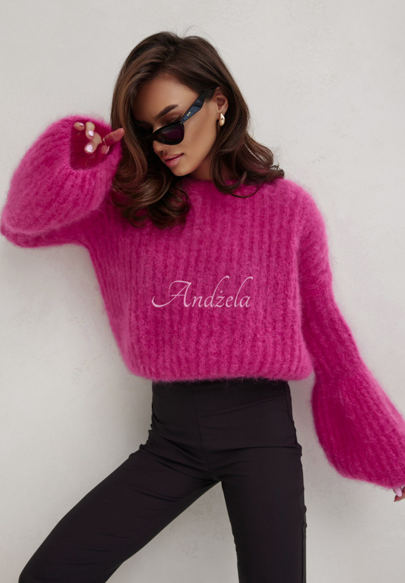 Mohairpullover mit weiten Ärmeln Cocomore Cloudly Fuchsia